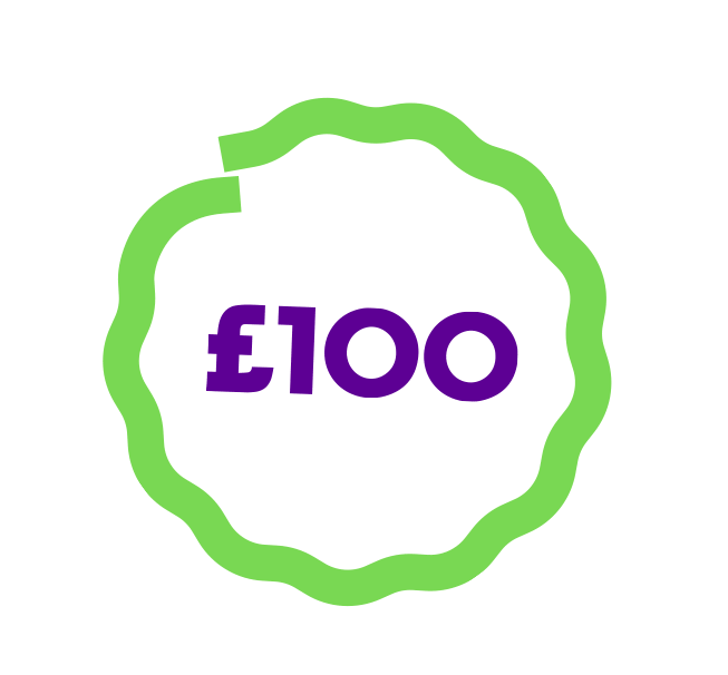 Donate one hundred pounds graphic
