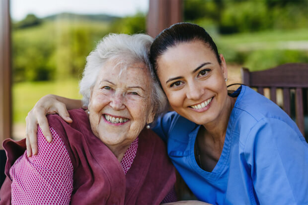 Older lady and her carer