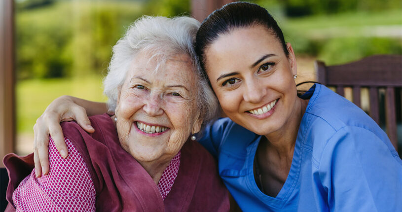 Older lady and her carer