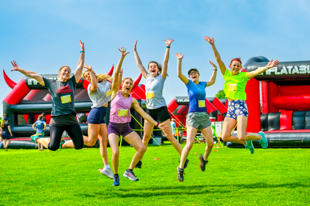 People celebrating at the 5K Inflatable