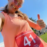 Jo doing a thumbs up at the run.