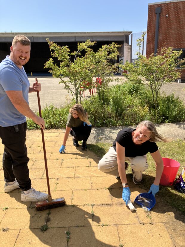 Staff doing some gardening at the Langdon and patient staff day.