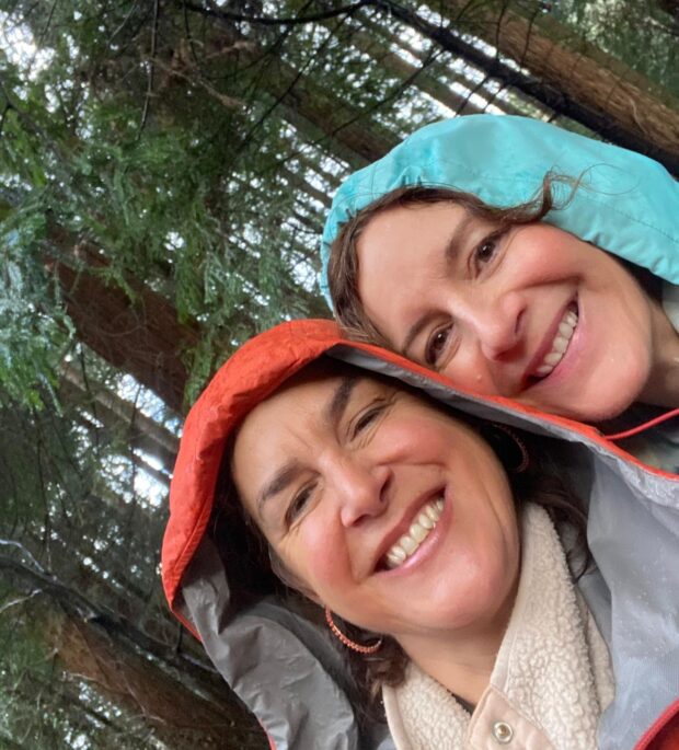 Selina and her friend taking a selfie on her walking challenge.