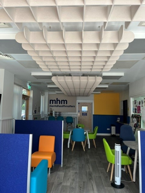 Picture of the the sound proofing that has been installed in the roof.