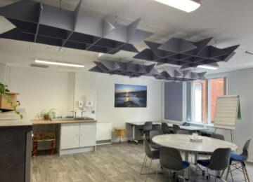 Picture of the the sound proofing that has been installed in the roof.